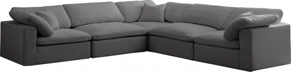 Cozy 5 Piece Velvet Modular Overstuffed Reversible Sectional