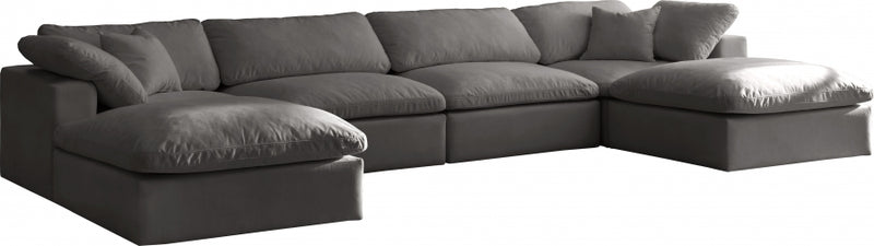 Cozy 6 Piece Velvet Modular Overstuffed Reversible Sectional