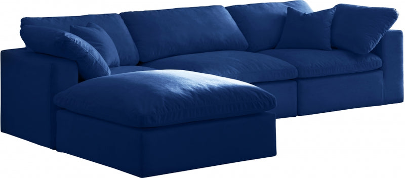 Cozy 4 Piece Velvet Modular Overstuffed Reversible Sectional