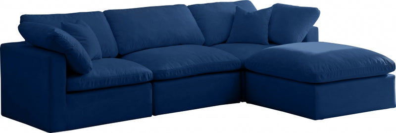 Cozy 4 Piece Velvet Modular Overstuffed Reversible Sectional