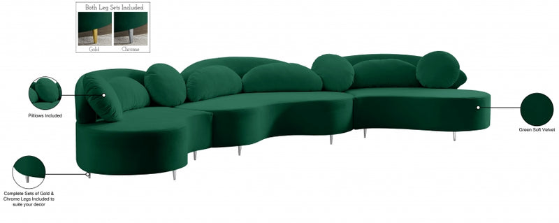 Vivacious Velvet 3pc. Sectional