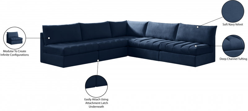 Jacob Velvet Modular 5 Piece Sectional