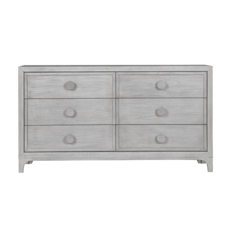 Boho Chic Six-Drawer Dresser in Washed White