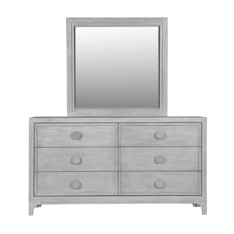 Boho Chic Six-Drawer Dresser in Washed White