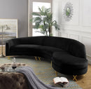 Serpentine Velvet 3pc. Sectional