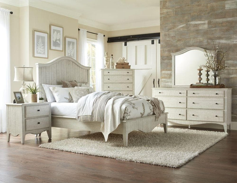 Ella Solid Wood Crown Bed in White Wash