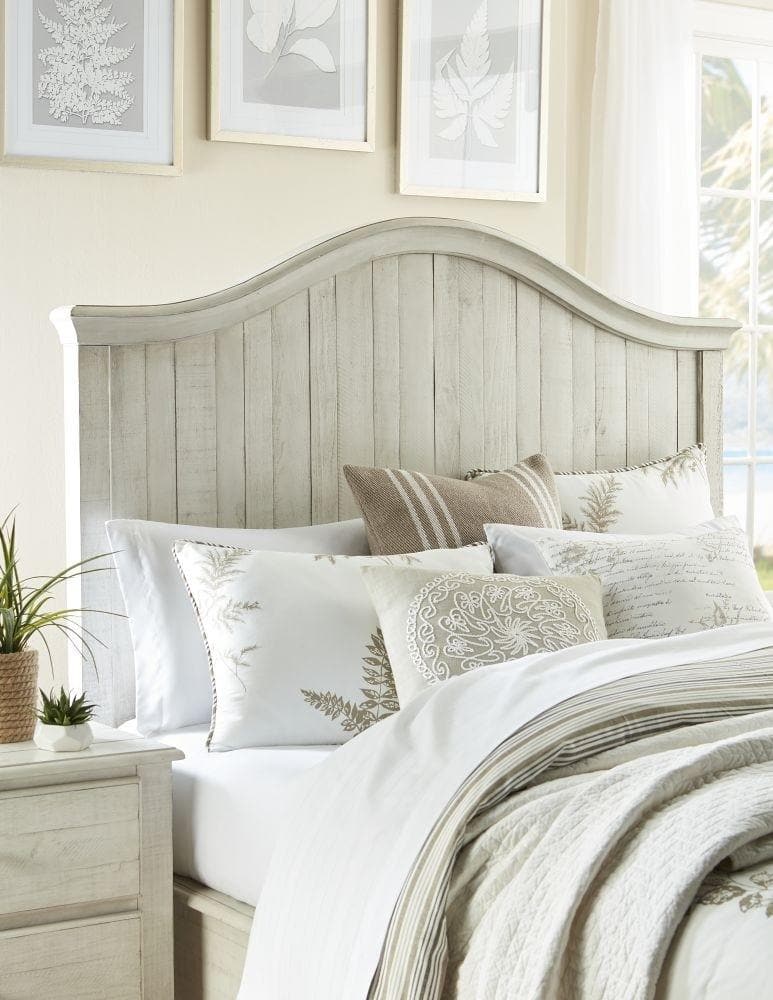 Ella Solid Wood Crown Bed in White Wash