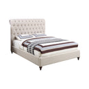 Devon Button Tufted Upholstered Bed Beige