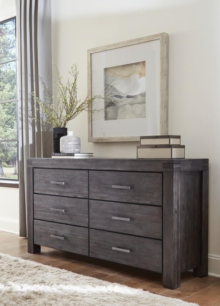 Meadow Six Drawer Solid Wood Dresser in Graphite