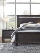 Chloe Wood Panel Bed in Basalt Grey