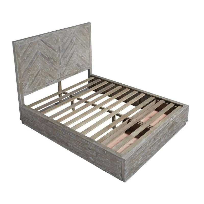 Alexandra Solid Wood Storage Bed in Rustic Latte