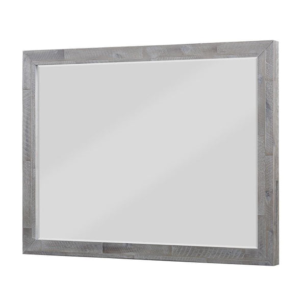 Alexandra Solid Wood Beveled Glass Mirror in Rustic Latte