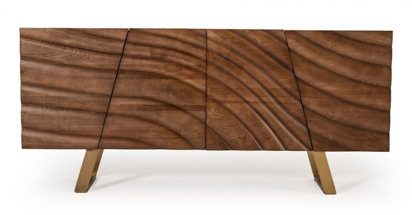 Modrest Finley Modern Walnut & Gold Buffet