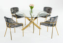 Modrest Pyrite - Modern Round Glass Dining Table