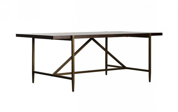 Modrest Shane - Modern Acacia & Brass Dining Table