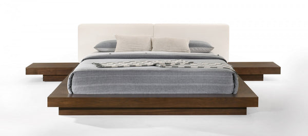 Modrest Tokyo - Contemporary Walnut and White Platform Bed