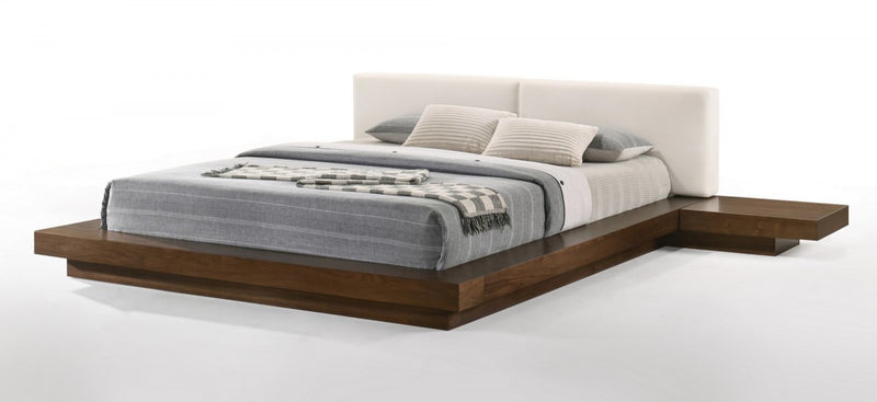 Modrest Tokyo - Contemporary Walnut and White Platform Bed