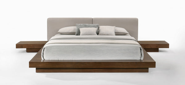 Modrest Tokyo - Contemporary Walnut and Grey Platform Bed