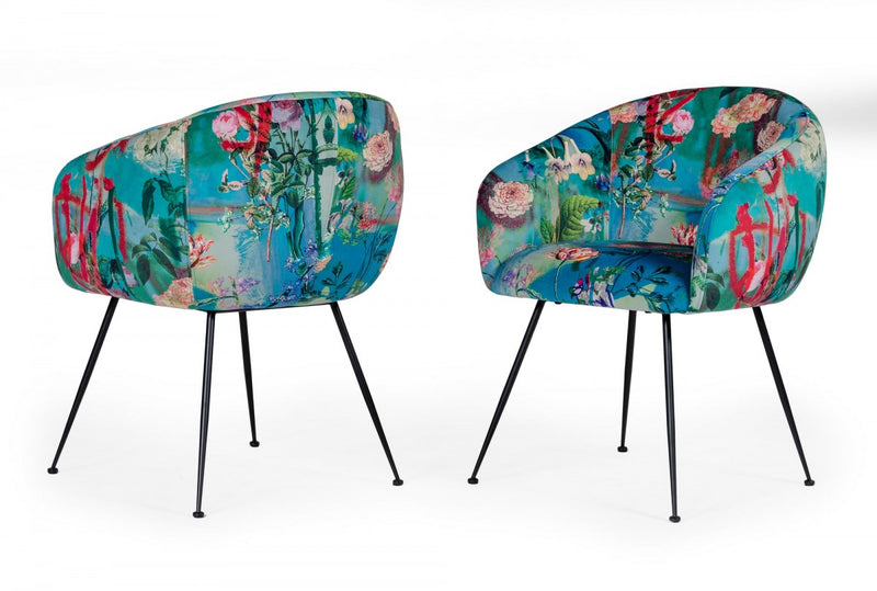 Modrest Roxann - Contemporary Floral Velvet Dining Chair