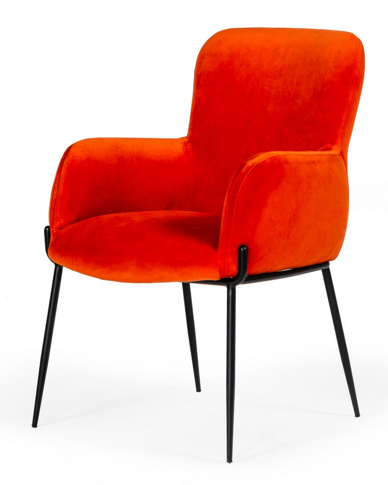 Modrest Frisco - Mid-Century Orange Velvet dining Chair