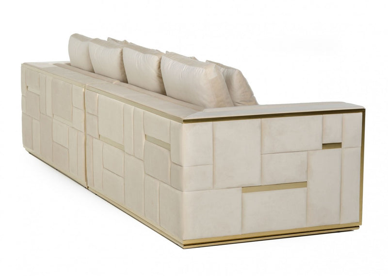 Divani Casa Mobray - Glam Beige and Gold Fabric Sofa