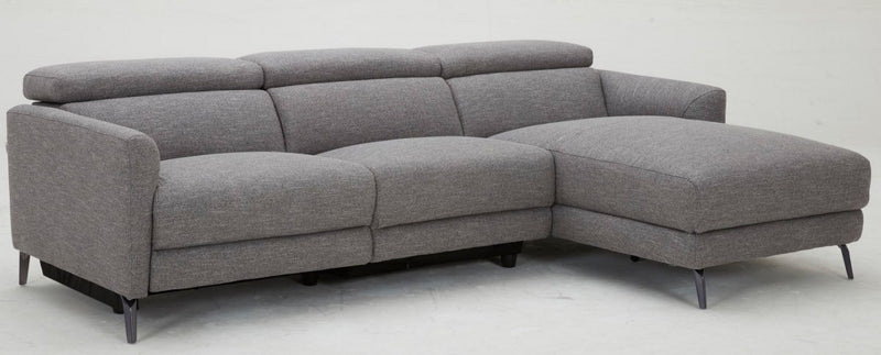 Divani Casa Lupita - Modern Grey Fabric Right Facing Sectional Sofa