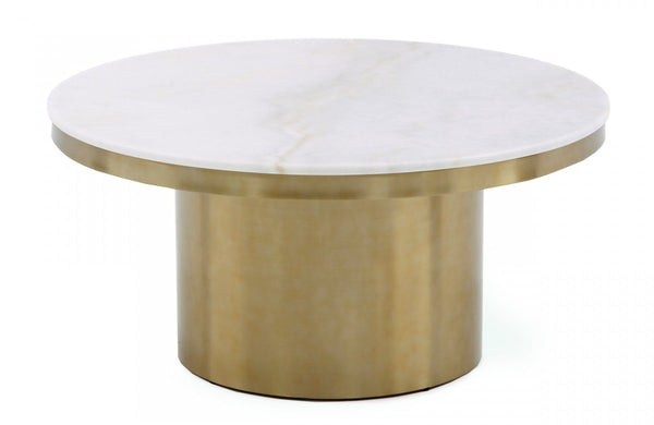 Modrest Rocky - Glam White & Gold Coffee Table  by Hollywood Glam