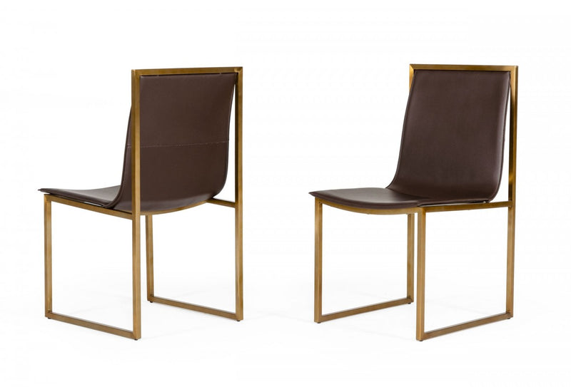 Modrest Dalton - Modern Brown Leatherette Dining Chair ( Set of 2 )