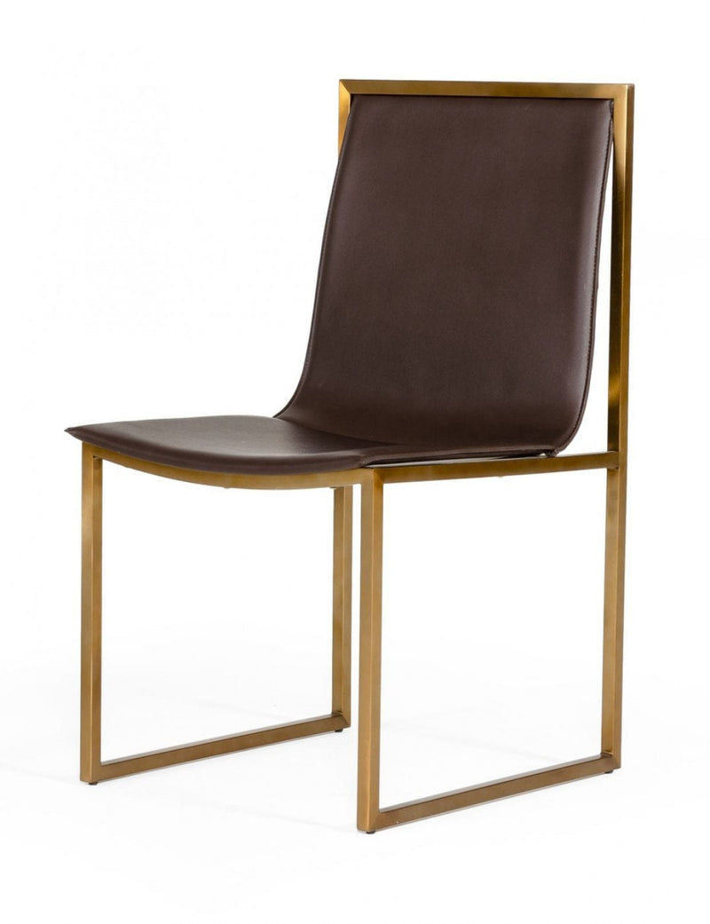 Modrest Dalton - Modern Brown Leatherette Dining Chair ( Set of 2 )