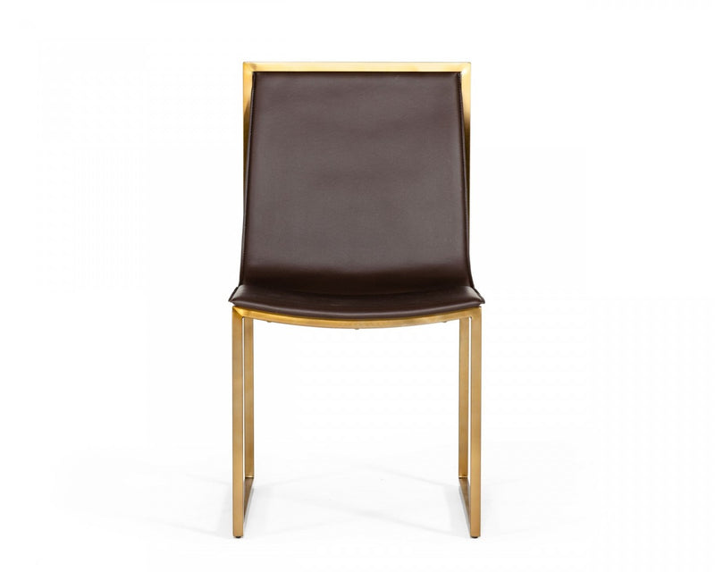 Modrest Dalton - Modern Brown Leatherette Dining Chair ( Set of 2 )