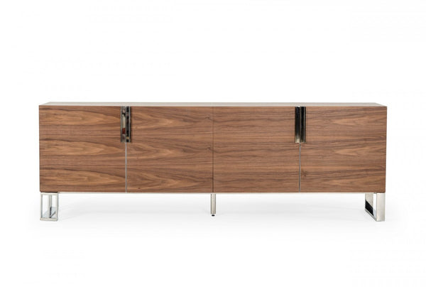 Modrest Gilroy - Modern Walnut & Stainless Steel Buffet