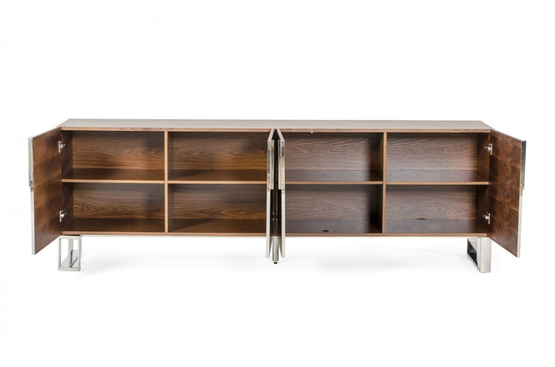 Modrest Gilroy - Modern Walnut & Stainless Steel Buffet