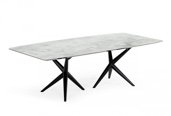 Modrest Stetson - Modern White Ceramic & Smoked Ash Dining Table