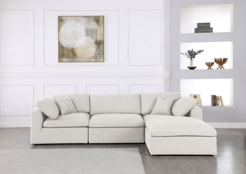 Serene 4 Piece Linen Deluxe Modular Overstuffed Reversible Sectional