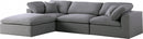 Serene 4 Piece Linen Deluxe Modular Overstuffed Reversible Sectional