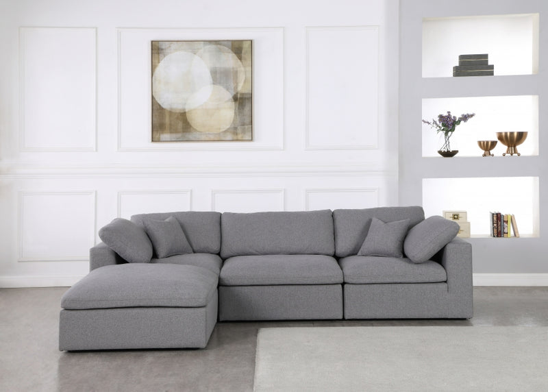 Serene 4 Piece Linen Deluxe Modular Overstuffed Reversible Sectional