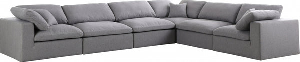 Serene 6 Piece Linen Deluxe Modular Overstuffed Reversible Sectional