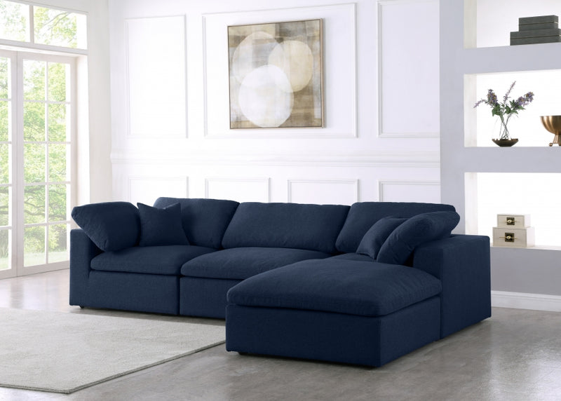 Serene 4 Piece Linen Deluxe Modular Overstuffed Reversible Sectional