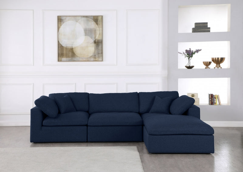 Serene 4 Piece Linen Deluxe Modular Overstuffed Reversible Sectional