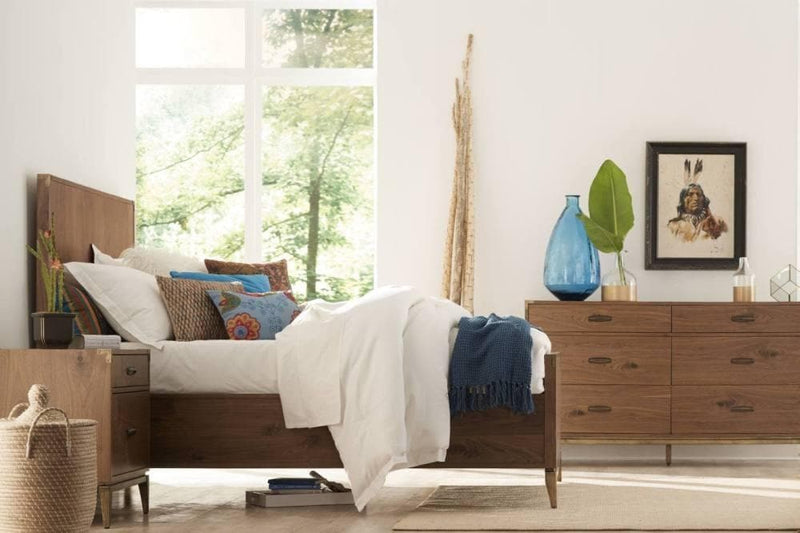 Adler Wood Panel Bed in Natural Walnut