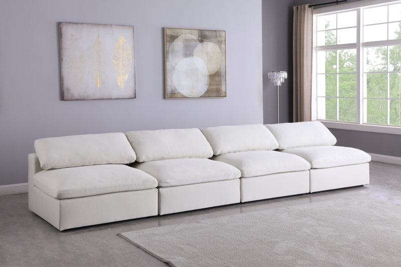 Serene 4 Piece Linen Deluxe Modular Overstuffed Armless Sofa