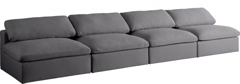 Serene 4 Piece Linen Deluxe Modular Overstuffed Armless Sofa