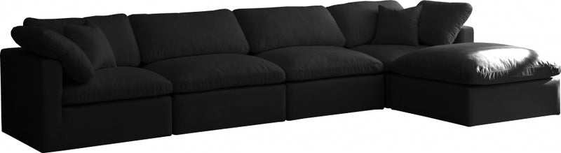 Plush 5 piece Velvet Standard Modular Overstuffed Reversible Sectional