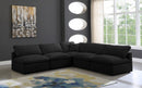 Plush 5 piece Velvet Standard Modular Overstuffed Reversible Sectional