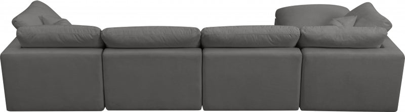 Plush 5 piece Velvet Standard Modular Overstuffed Reversible Sectional