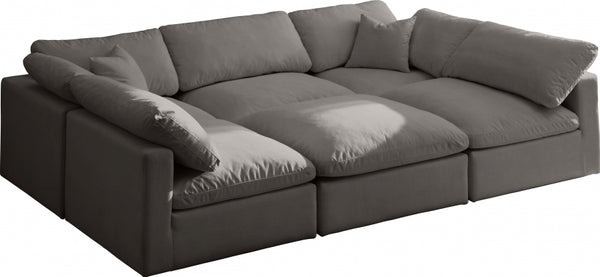 Plush 7 Piece Velvet Standard Modular Overstuffed Reversible Sectional