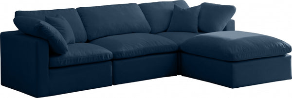 Plush 4 Piece Velvet Standard Modular Overstuffed Reversible Sectional