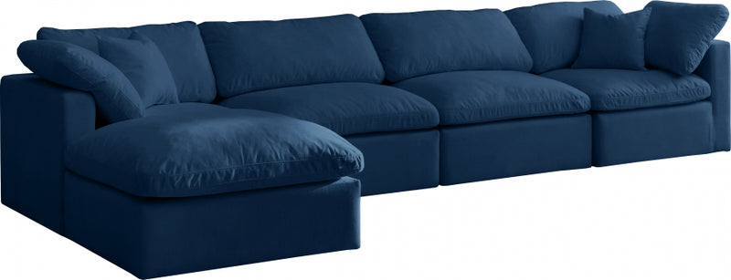 Plush 5 piece Velvet Standard Modular Overstuffed Reversible Sectional