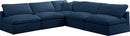 Plush 5 piece Velvet Standard Modular Overstuffed Reversible Sectional