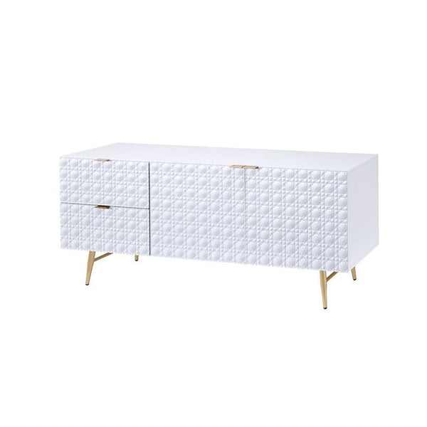 Maissa TV Console in White & Gold